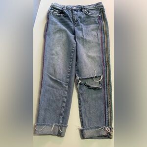 BLANK NYC jeans with stripes heavy distressed sz 28